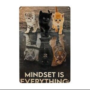 MINDSET is everything Cat feline wall sign affirmation positive art